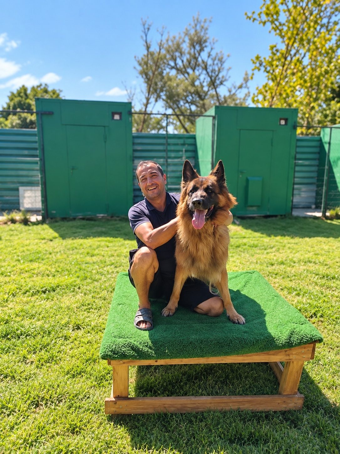 Asil’in bahçesinde bakıcı ve köpek